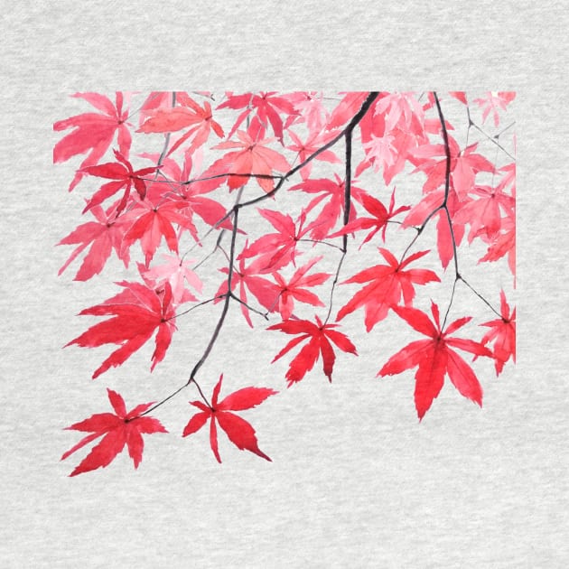 red maple leaves watercolor painting 2 by colorandcolor